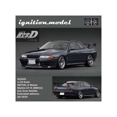 PRE-ORD3R Ignition Modeliukas 1/18 Initial D Nissan Skyline GT-R V-SpecII
(BNR32), gun gray metallic