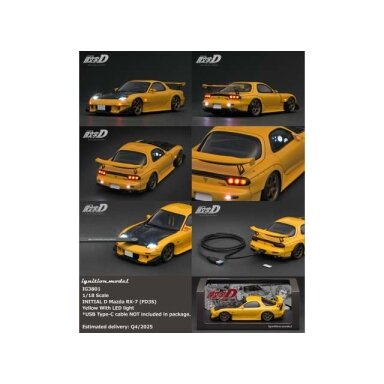 PRE-ORD3R Ignition Modeliukas 1/18 Mazda RX-7 (FD3S) Initial D with LED light, yellow PRE-ORD3R Ignition Modeliukas 1/18 Mazda RX-7 (FD3S) Initial D with LED light, yellow