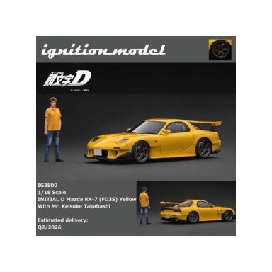 Ignition Modeliukas 1/18 Mazda RX-7 (FD3S) Initial D with Mr. Keisuke Takahashi, yellow Ignition Modeliukas 1/18 Mazda RX-7 (FD3S) Initial D with Mr. Keisuke Takahashi, yellow