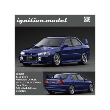 PRE-ORD3R Ignition Modeliukas 1/18 Mitsubishi Lancer Evolution IV (CN9A),
dark blue PRE-ORD3R Ignition Modeliukas 1/18 Mitsubishi Lancer Evolution IV (CN9A),
dark blue