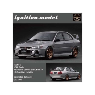 PRE-ORD3R Ignition Modeliukas 1/18 Mitsubishi Lancer Evolution IV (CN9A), gun metallic PRE-ORD3R Ignition Modeliukas 1/18 Mitsubishi Lancer Evolution IV (CN9A), gun metallic