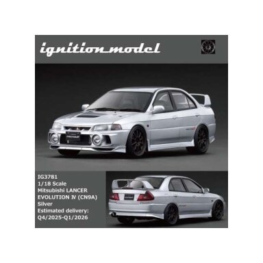 PRE-ORD3R Ignition Modeliukas 1/18 Mitsubishi Lancer Evolution IV (CN9A),
silver PRE-ORD3R Ignition Modeliukas 1/18 Mitsubishi Lancer Evolution IV (CN9A),
silver