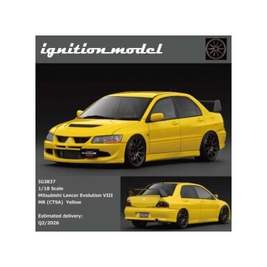 PRE-ORD3R Ignition Modeliukas 1/18 Mitsubishi Lancer Evolution VIII MR (CT9A), yellow PRE-ORD3R Ignition Modeliukas 1/18 Mitsubishi Lancer Evolution VIII MR (CT9A), yellow