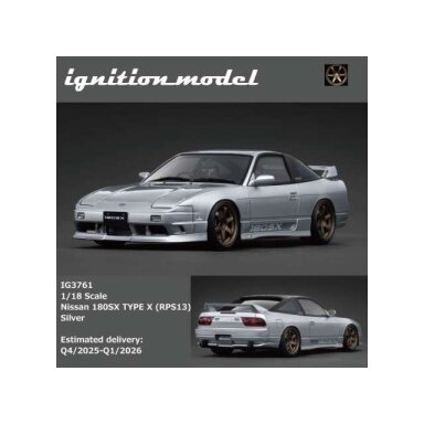 Ignition Modeliukas 1/18 Nissan 180 SX TYPE X (RPS13), silver Ignition Modeliukas 1/18 Nissan 180 SX TYPE X (RPS13), silver