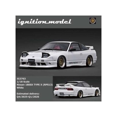 PRE-ORD3R Ignition Modeliukas 1/18 Nissan 180 SX TYPE X (RPS13), white PRE-ORD3R Ignition Modeliukas 1/18 Nissan 180 SX TYPE X (RPS13), white