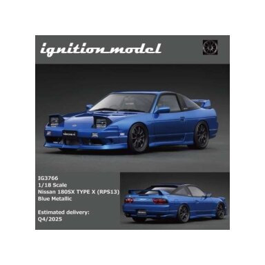 PRE-ORD3R Ignition Modeliukas 1/18 Nissan 180SX TYPE X (RPS13), blue metallic PRE-ORD3R Ignition Modeliukas 1/18 Nissan 180SX TYPE X (RPS13), blue metallic