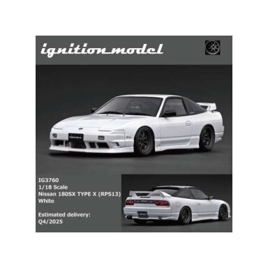 PRE-ORD3R Ignition Modeliukas 1/18 Nissan 180SX TYPE X (RPS13), white PRE-ORD3R Ignition Modeliukas 1/18 Nissan 180SX TYPE X (RPS13), white