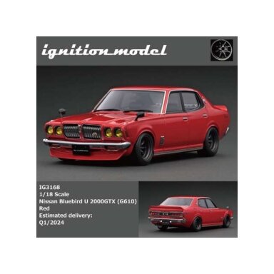 Ignition Modeliukas 1/18 Nissan Bluebird U 2000GTX (G610), red Ignition Modeliukas 1/18 Nissan Bluebird U 2000GTX (G610), red