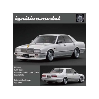 PRE-ORD3R Ignition Modeliukas 1/18 Nissan Cedric Cima (Y31), pearl white PRE-ORD3R Ignition Modeliukas 1/18 Nissan Cedric Cima (Y31), pearl white