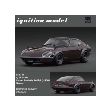 PRE-ORD3R Ignition Modeliukas 1/18 Nissan Fairlady 240ZG (HS30), maroon