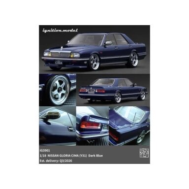 PRE-ORD3R Ignition Modeliukas 1/18 Nissan Gloria CIMA (Y31), dark blue PRE-ORD3R Ignition Modeliukas 1/18 Nissan Gloria CIMA (Y31), dark blue