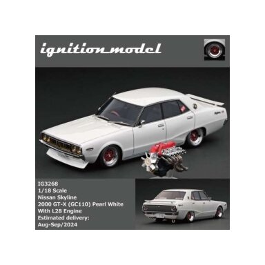 Ignition Modeliukas 1/18 Nissan Skyline 2000 GT-X (GC110) with L28 Engine, pearl white Ignition Modeliukas 1/18 Nissan Skyline 2000 GT-X (GC110) with L28 Engine, pearl white