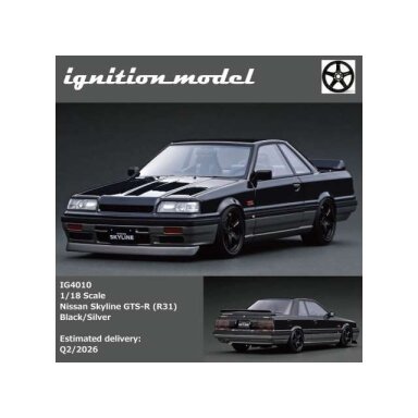 PRE-ORD3R Ignition Modeliukas 1/18 Nissan Skyline GTS-R (R31), black/silver