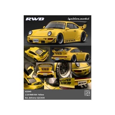 PRE-ORD3R Ignition Modeliukas 1/18 RWB 964, yellow