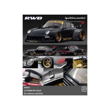 PRE-ORD3R Ignition Modeliukas 1/18 RWB 993, black