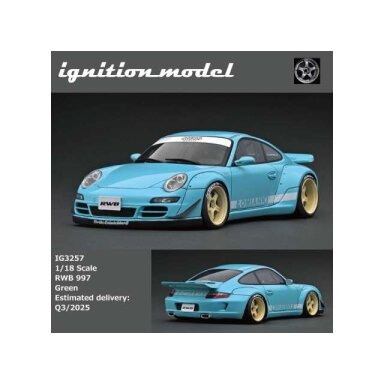 PRE-ORD3R Ignition Modeliukas 1/18 RWB 997, green-blue PRE-ORD3R Ignition Modeliukas 1/18 RWB 997, green-blue