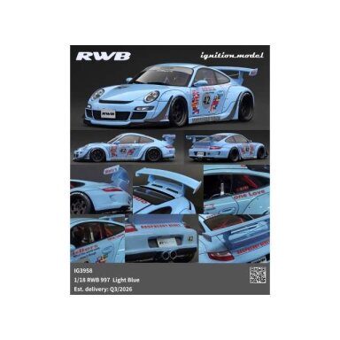 PRE-ORD3R Ignition Modeliukas 1/18 RWB 997, light blue