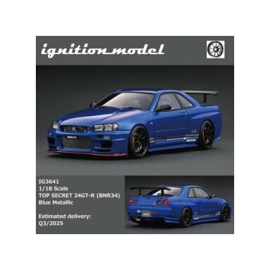 PRE-ORD3R Ignition Modeliukas 1/18 Top Secret 34GT-R (BNR34), blue metallic PRE-ORD3R Ignition Modeliukas 1/18 Top Secret 34GT-R (BNR34), blue metallic
