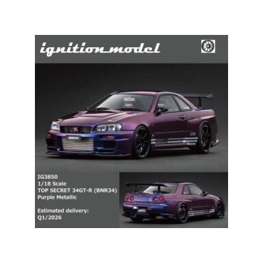 PRE-ORD3R Ignition Modeliukas 1/18 TOP SECRET 34GT-R (BNR34), purple metallic PRE-ORD3R Ignition Modeliukas 1/18 TOP SECRET 34GT-R (BNR34), purple metallic