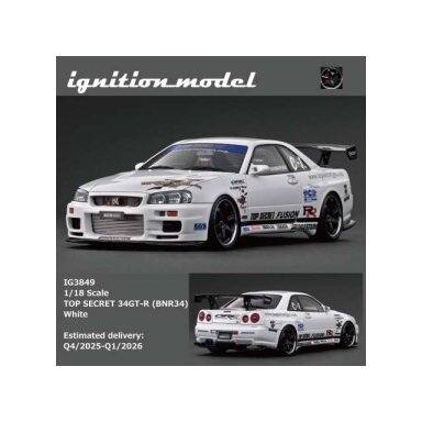 PRE-ORD3R Ignition Modeliukas 1/18 TOP SECRET 34GT-R (BNR34), white PRE-ORD3R Ignition Modeliukas 1/18 TOP SECRET 34GT-R (BNR34), white