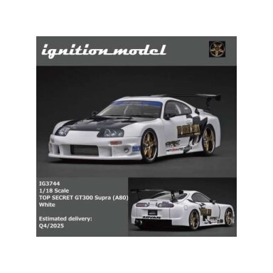 PRE-ORD3R Ignition Modeliukas 1/18 TOP SECRET GT300 Supra (A80), white PRE-ORD3R Ignition Modeliukas 1/18 TOP SECRET GT300 Supra (A80), white