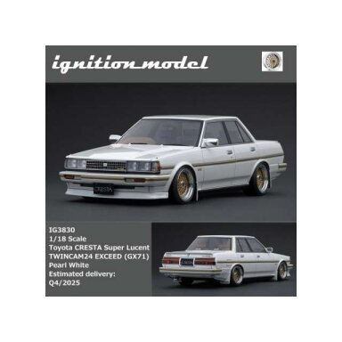 PRE-ORD3R Ignition Modeliukas 1/18 Toyota CRESTA Super Lucent TWINCAM24
EXCEED (GX71), pearl white PRE-ORD3R Ignition Modeliukas 1/18 Toyota CRESTA Super Lucent TWINCAM24
EXCEED (GX71), pearl white