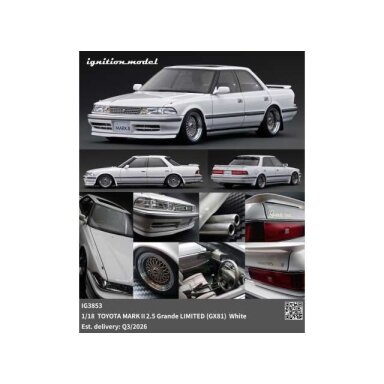 PRE-ORD3R Ignition Modeliukas 1/18 Toyota MARK II 2.5 Grande LIMITED (GX81), white PRE-ORD3R Ignition Modeliukas 1/18 Toyota MARK II 2.5 Grande LIMITED (GX81), white