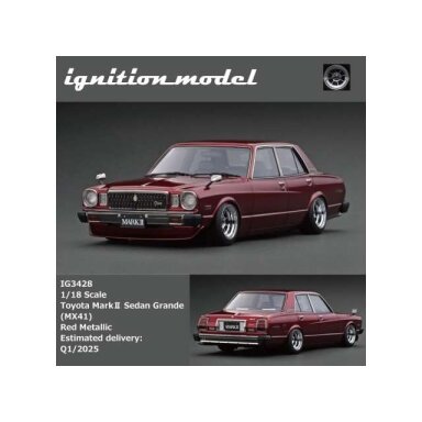 PRE-ORD3R Ignition Modeliukas 1/18 Toyota Mark II Sedan Grande (MX41), red metallic PRE-ORD3R Ignition Modeliukas 1/18 Toyota Mark II Sedan Grande (MX41), red metallic