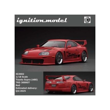 PRE-ORD3R Ignition Modeliukas 1/18 Toyota Supra (A80) TRD 3000GT, red