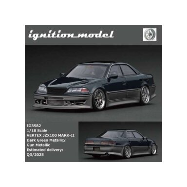Ignition Modeliukas 1/18 VERTEX JZX100 MARK-II, dark green metallic/gun metallic Ignition Modeliukas 1/18 VERTEX JZX100 MARK-II, dark green metallic/gun metallic