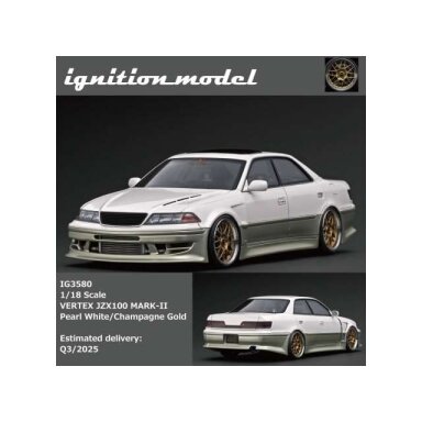 PRE-ORD3R Ignition Modeliukas 1/18 Vertex JZX100 Mark II, pearl white/champagne gold PRE-ORD3R Ignition Modeliukas 1/18 Vertex JZX100 Mark II, pearl white/champagne gold