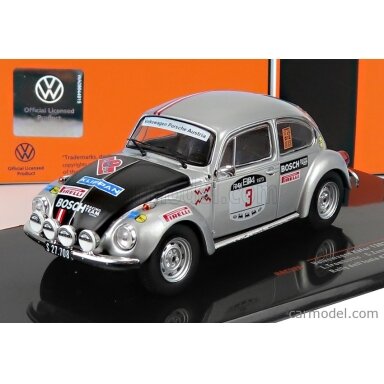 PRE-ORD3R IXO Models 1973 Volkswagen Beetle 1303 S No.3 Rally Elba Trombotto/Zanchetti, silver