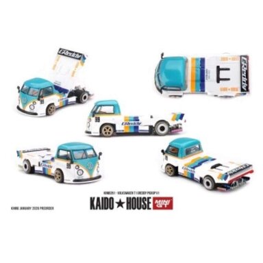 PRE-ORD3R MINI GT Kaido House Modeliukas 1/64 1972 Volkswagen T1 Pickup Greddy Pickup V1, various PRE-ORD3R MINI GT Kaido House Modeliukas 1/64 1972 Volkswagen T1 Pickup Greddy Pickup V1, various