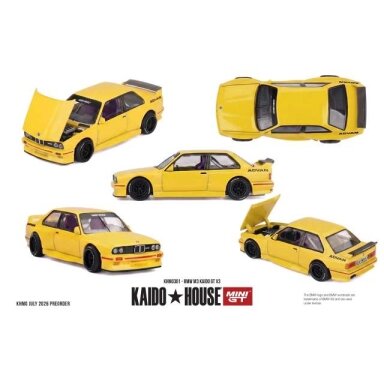 PRE-ORD3R MINI GT Kaido House 1/64 1989 BMW M3 (E30) Kaido GT V3, yellow