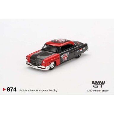 PRE-ORD3R Mini GT 1/64 1954 Lincoln Capri Hot Rod Shadow Puppet, black/red
