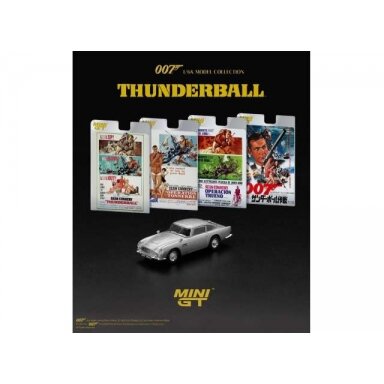 PRE-ORD3R Mini GT 1/64 1965 Aston Martin DB5 *Thunderball* English Blister Packaging, silver
