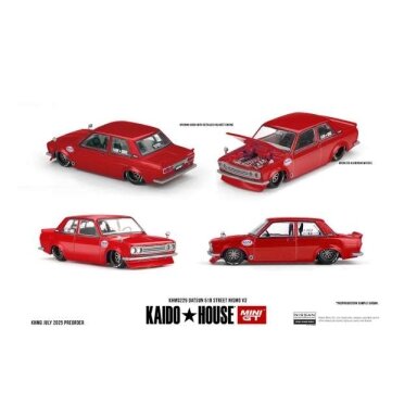 Mini GT Kaido House 1/64 1969 Datsun 510 Street Nismo V3, red Mini GT Kaido House 1/64 1969 Datsun 510 Street Nismo V3, red