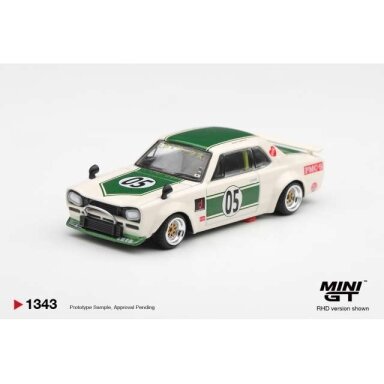 PRE-ORD3R MINI GT Modeliukas 1/64 1971 Nissan Skyline GT-R (KPGC10) LB-Works Hakosuka, white/green