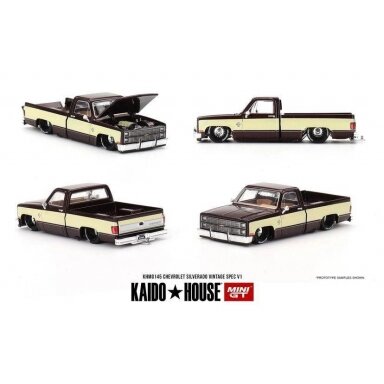 Mini GT Kaido House Modeliukas 1/64 1980 Chevrolett Silverado Vintage Spec V1, brown/cream (yra Sandėlyje) Mini GT Kaido House Modeliukas 1/64 1980 Chevrolett Silverado Vintage Spec V1, brown/cream (yra Sandėlyje)