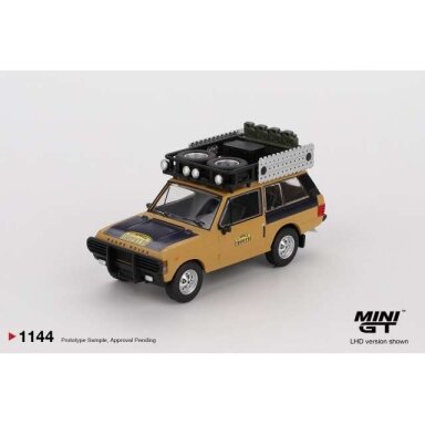 PRE-ORD3R Mini GT 1/64 1981 Range Rover C.Swoboda & K. Mentel Winner Camel Trophy Sumatra, yellow/black