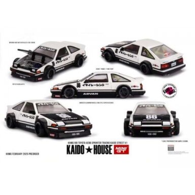 Mini GT Modeliukas 1/64 1983 Toyota Sprinter Trueno (AE86) Kaido Works Imai Racing V1, black/white (yra Sandėlyje) Mini GT Modeliukas 1/64 1983 Toyota Sprinter Trueno (AE86) Kaido Works Imai Racing V1, black/white (yra Sandėlyje)