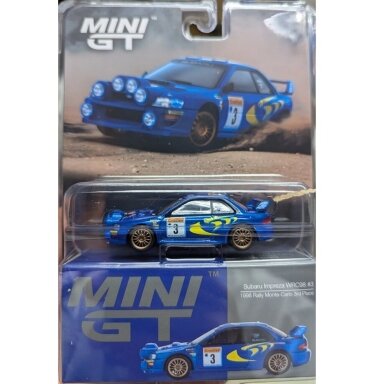 Mini GT 1/64 1998 Subaru Impreza WRC98 #3 Rally Monte-Carlo 3rd Place, blue/yellow