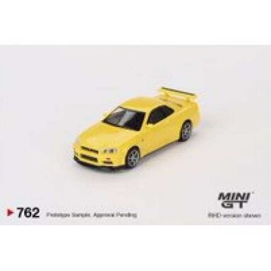 Mini GT 1/64 1999 Nissan Skyline GT-R (R34) V-Spec Lightning, yellow