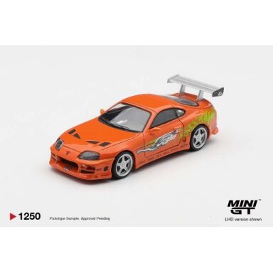 PRE-ORD3R MINI GT Modeliukas 1/64 2001 Toyota Supra MK4 (A80) Romex Brian O`Conner *The Fast and The Furious*, orange