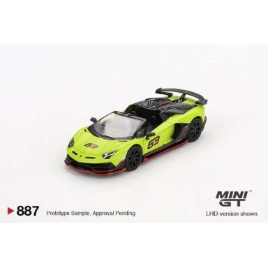 PRE-ORD3R Mini GT 1/64 2022 Lamborghini Aventador SVJ 63 Roadster Verde Shock, green-yellow