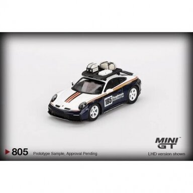 Mini GT 1/64 2023 Porsche 911 (992) Dakar Rallye Design Package, white/gentian blue metallic