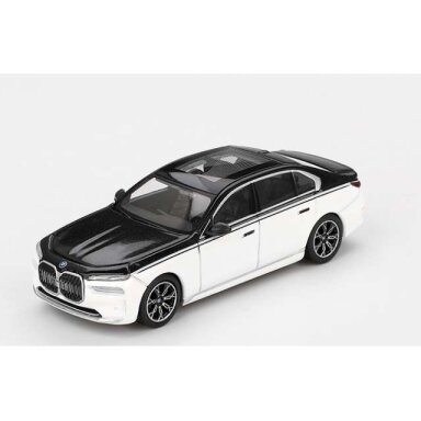 Mini GT 1/64 2024 BMW I7 Xdrive60, alpine white/black sapphire