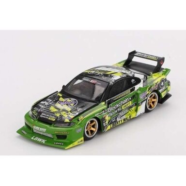Mini GT 1/64 2024 Nissan Silvia S15LB-Super Silhouette #555 V2 Formula Drift Japan, green/yellow