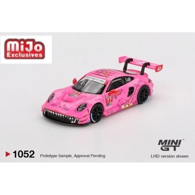 Mini GT 1/64 2024 Porsche 911 (992) GT3 R #77 AO Racing Road America, pink