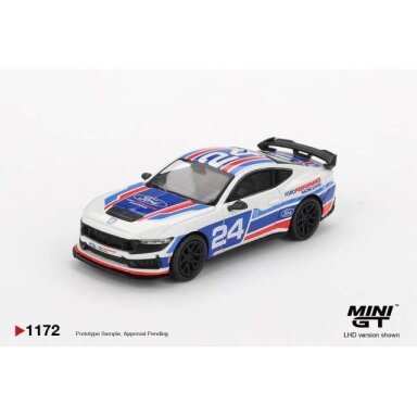 PRE-ORD3R Mini GT 1/64 2025 Ford Mustang Dark Horse #24 Ford Performance Racing School, white/blue/red